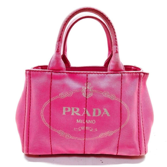 Prada Pink Canapa Small Tote Bag - Picture 1 of 8